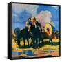 "Wagon Train,"March 1, 1926-R.W. Crowther-Framed Stretched Canvas