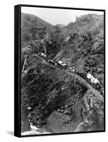 Wagon Train on Mountain Pass-null-Framed Stretched Canvas