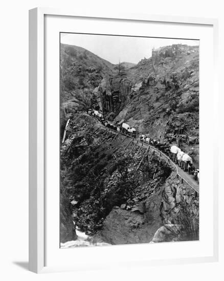 Wagon Train on Mountain Pass-null-Framed Photographic Print