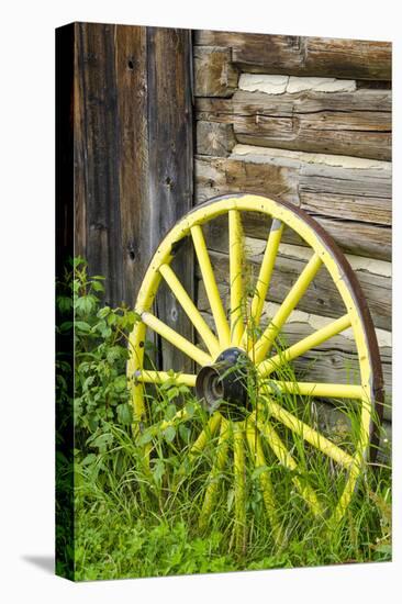 Wagon Wheel in Old Gold Town Barkersville, British Columbia, Canada-Michael DeFreitas-Stretched Canvas