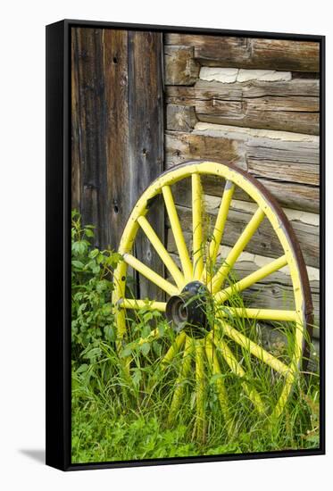 Wagon Wheel in Old Gold Town Barkersville, British Columbia, Canada-Michael DeFreitas-Framed Stretched Canvas