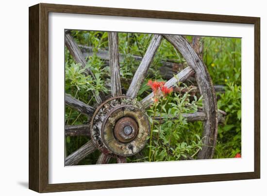 Wagon Wheel in Old Gold Town Barkersville, British Columbia, Canada-Michael DeFreitas-Framed Photographic Print