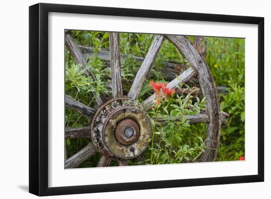 Wagon Wheel in Old Gold Town Barkersville, British Columbia, Canada-Michael DeFreitas-Framed Photographic Print