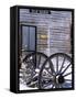 Wagon Wheels at Elkhorn Ghost Town, Montana, USA-Chuck Haney-Framed Stretched Canvas