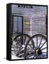 Wagon Wheels at Elkhorn Ghost Town, Montana, USA-Chuck Haney-Framed Stretched Canvas
