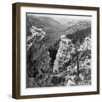 Wagons Snaking Through Black Hill's Castle Creek Valley During George Custer's Expedition-null-Framed Photographic Print