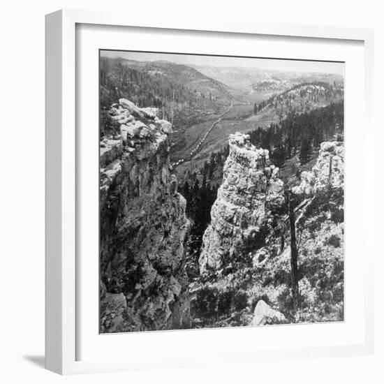 Wagons Snaking Through Black Hill's Castle Creek Valley During George Custer's Expedition-null-Framed Photographic Print