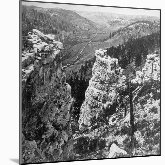 Wagons Snaking Through Black Hill's Castle Creek Valley During George Custer's Expedition-null-Mounted Photographic Print