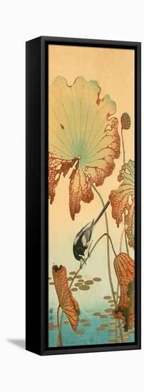 Wagtail and Lotus-Koson Ohara-Framed Stretched Canvas