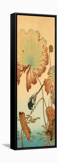 Wagtail and Lotus-Koson Ohara-Framed Stretched Canvas