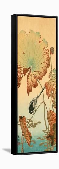 Wagtail and Lotus-Koson Ohara-Framed Stretched Canvas