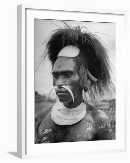 Wahgi Natives of the Central Highlands Wearing Elaborate Decorations During "Sing Sing" Celebration-Eliot Elisofon-Framed Photographic Print