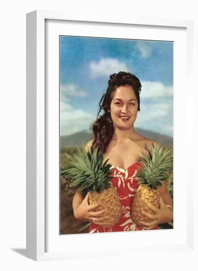 Wahini with Pineapples, Hawaii-null-Framed Art Print