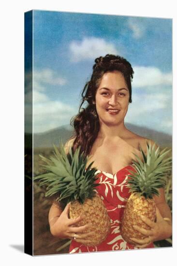 Wahini with Pineapples, Hawaii-null-Stretched Canvas