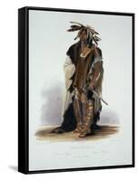 Wahk-Ta-Ge-Li, a Sioux Warrior, Plate 8 from Volume 2 of "Travels in the Interior of North America"-Karl Bodmer-Framed Stretched Canvas