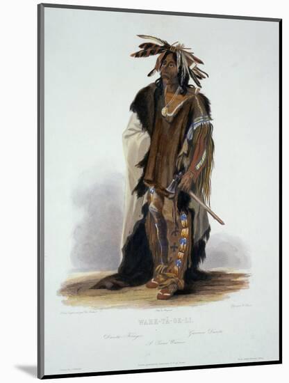 Wahk-Ta-Ge-Li, a Sioux Warrior, Plate 8 from Volume 2 of "Travels in the Interior of North America"-Karl Bodmer-Mounted Premium Giclee Print