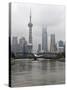 Waibaidu Bridge (Garden Bridge) over Suzhou Creek, Pudong Skyline with Oriental Pearl Tower and Sha-Amanda Hall-Stretched Canvas