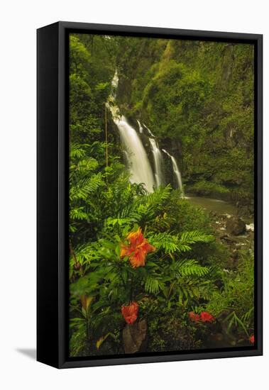 Waikani Falls, Hana Highway near Hana, East Maui, Hawaii, USA-Stuart Westmorland-Framed Stretched Canvas