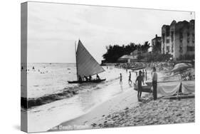 Waikiki Beach and Boats Honolulu, Hawaii Photograph - Honolulu, HI-Lantern Press-Stretched Canvas