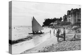 Waikiki Beach and Boats Honolulu, Hawaii Photograph - Honolulu, HI-Lantern Press-Stretched Canvas