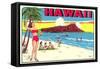 Waikiki Beach and Diamond Head, Hawaii-null-Framed Stretched Canvas