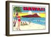 Waikiki Beach and Diamond Head, Hawaii-null-Framed Art Print