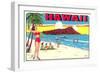 Waikiki Beach and Diamond Head, Hawaii-null-Framed Art Print