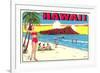 Waikiki Beach and Diamond Head, Hawaii-null-Framed Premium Giclee Print