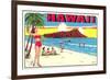 Waikiki Beach and Diamond Head, Hawaii-null-Framed Premium Giclee Print