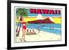 Waikiki Beach and Diamond Head, Hawaii-null-Framed Premium Giclee Print