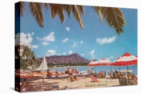 Waikiki Beach and Diamond Head, Hawaii-null-Stretched Canvas