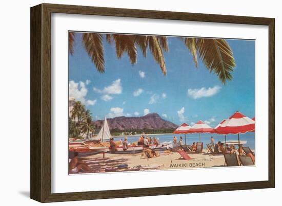 Waikiki Beach and Diamond Head, Hawaii-null-Framed Art Print