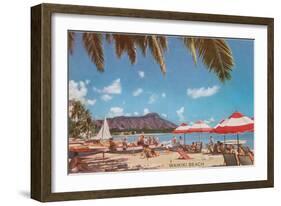 Waikiki Beach and Diamond Head, Hawaii-null-Framed Art Print