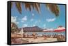 Waikiki Beach and Diamond Head, Hawaii-null-Framed Stretched Canvas