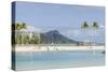 Waikiki Beach and Diamond Head, Waikiki, Honolulu, Oahu, Hawaii, United States of America, Pacific-Michael DeFreitas-Stretched Canvas