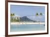 Waikiki Beach and Diamond Head, Waikiki, Honolulu, Oahu, Hawaii, United States of America, Pacific-Michael DeFreitas-Framed Photographic Print