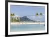 Waikiki Beach and Diamond Head, Waikiki, Honolulu, Oahu, Hawaii, United States of America, Pacific-Michael DeFreitas-Framed Photographic Print