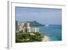 Waikiki Beach and Diamond Head, Waikiki, Honolulu, Oahu, Hawaii, United States of America, Pacific-Michael DeFreitas-Framed Photographic Print