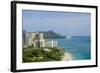 Waikiki Beach and Diamond Head, Waikiki, Honolulu, Oahu, Hawaii, United States of America, Pacific-Michael DeFreitas-Framed Photographic Print