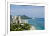 Waikiki Beach and Diamond Head, Waikiki, Honolulu, Oahu, Hawaii, United States of America, Pacific-Michael DeFreitas-Framed Photographic Print