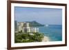 Waikiki Beach and Diamond Head, Waikiki, Honolulu, Oahu, Hawaii, United States of America, Pacific-Michael DeFreitas-Framed Photographic Print