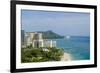 Waikiki Beach and Diamond Head, Waikiki, Honolulu, Oahu, Hawaii, United States of America, Pacific-Michael DeFreitas-Framed Photographic Print