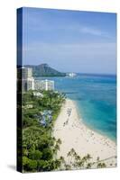 Waikiki Beach and Diamond Head, Waikiki, Honolulu, Oahu, Hawaii, United States of America, Pacific-Michael DeFreitas-Stretched Canvas