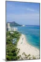 Waikiki Beach and Diamond Head, Waikiki, Honolulu, Oahu, Hawaii, United States of America, Pacific-Michael DeFreitas-Mounted Photographic Print