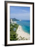 Waikiki Beach and Diamond Head, Waikiki, Honolulu, Oahu, Hawaii, United States of America, Pacific-Michael DeFreitas-Framed Photographic Print