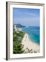 Waikiki Beach and Diamond Head, Waikiki, Honolulu, Oahu, Hawaii, United States of America, Pacific-Michael DeFreitas-Framed Photographic Print