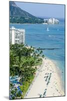 Waikiki Beach and Diamond Head, Waikiki, Honolulu, Oahu, Hawaii, United States of America, Pacific-Michael DeFreitas-Mounted Photographic Print