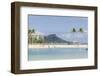 Waikiki Beach and Diamond Head, Waikiki, Honolulu, Oahu, Hawaii, United States of America, Pacific-Michael DeFreitas-Framed Photographic Print