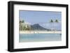 Waikiki Beach and Diamond Head, Waikiki, Honolulu, Oahu, Hawaii, United States of America, Pacific-Michael DeFreitas-Framed Photographic Print