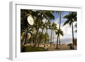 Waikiki Beach Clock, Honolulu, O'ahu, Hawaii (photo)-null-Framed Photographic Print